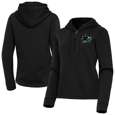 Women's Antigua San Jose Sharks Contemporary Quarter-Zip Hoodie