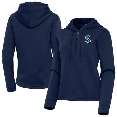Women's Antigua Deep Sea Blue Seattle Kraken Contemporary Quarter-Zip Hoodie