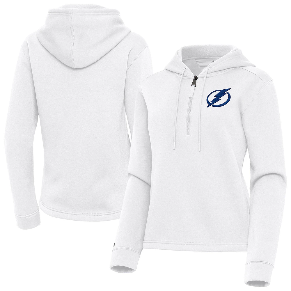 Women's Antigua White Tampa Bay Lightning Contemporary Quarter-Zip Hoodie