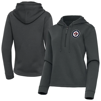 Women's Antigua Pewter Winnipeg Jets Contemporary Quarter-Zip Hoodie