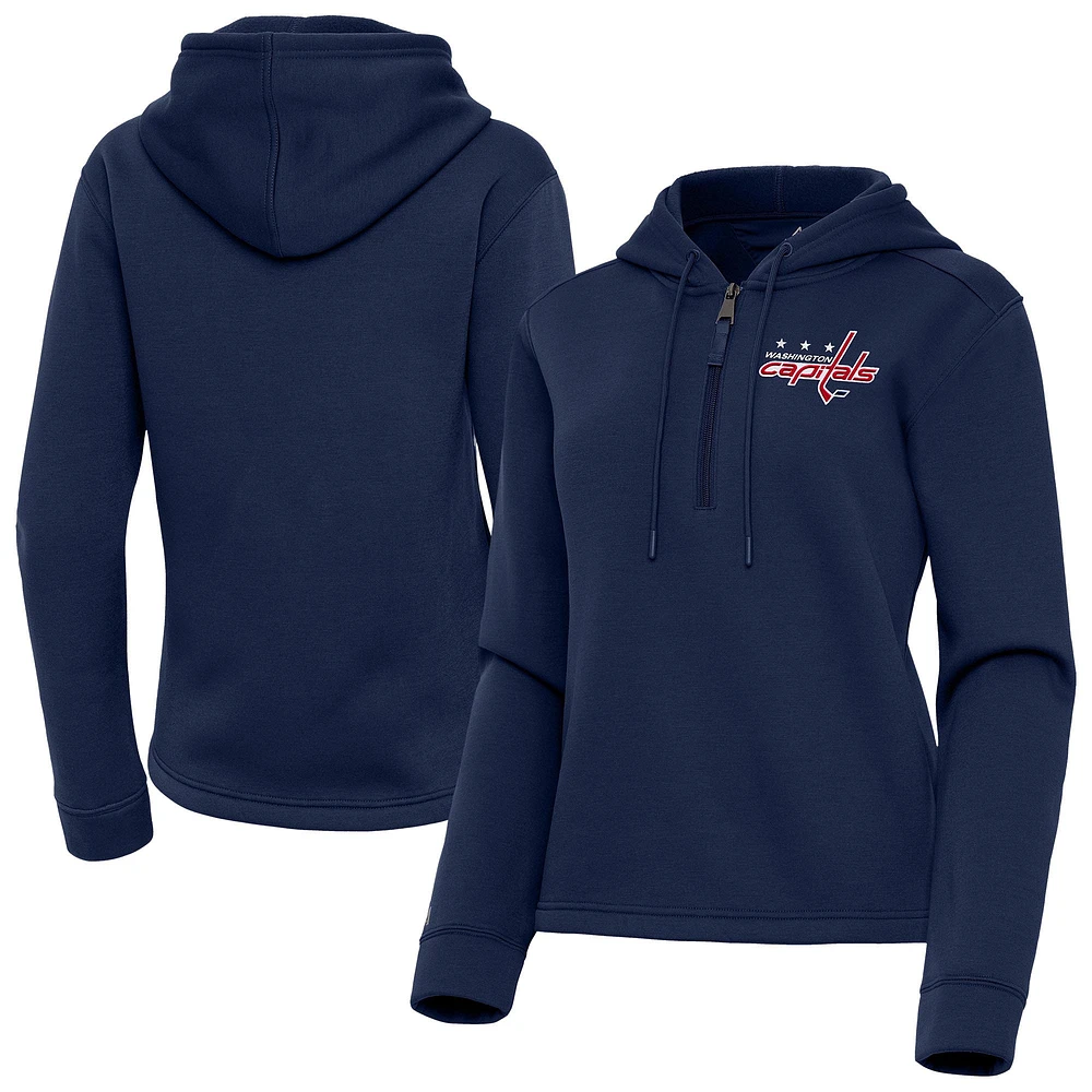 Women's Antigua Navy Washington Capitals Contemporary Quarter-Zip Hoodie