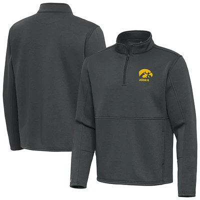 Men's Antigua Charcoal Iowa Hawkeyes Twist Quarter-Zip Jacket