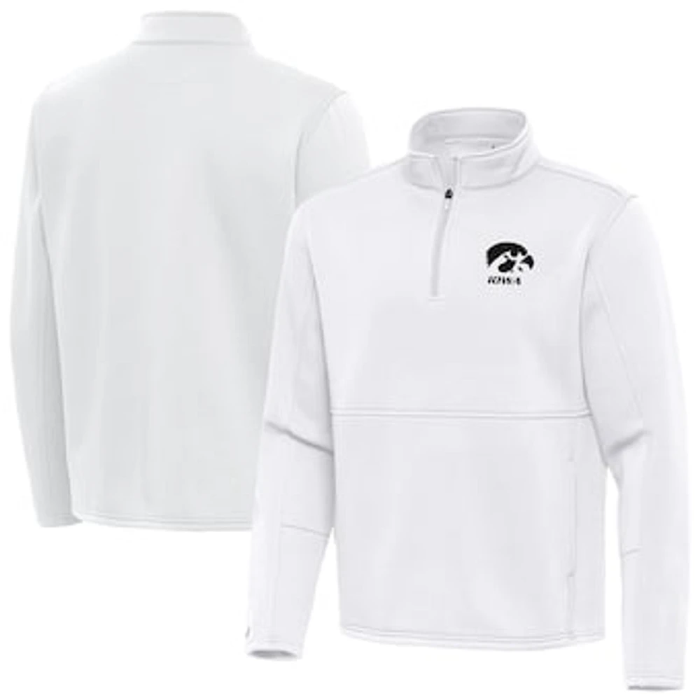 Men's Antigua White Iowa Hawkeyes Twist Quarter-Zip Jacket