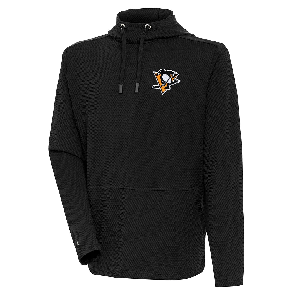 Men's Antigua Black Pittsburgh Penguins Pure Honeycomb Pullover Hoodie
