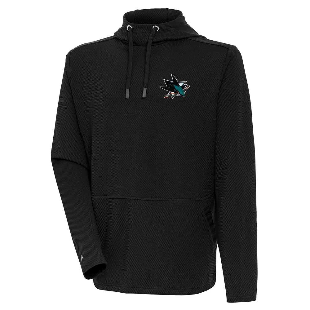 Men's Antigua Black San Jose Sharks Pure Honeycomb Pullover Hoodie
