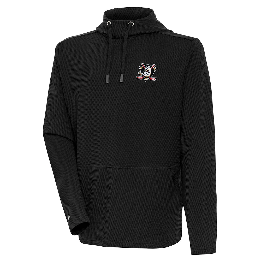 Men's Antigua Black Anaheim Ducks Pure Honeycomb Pullover Hoodie