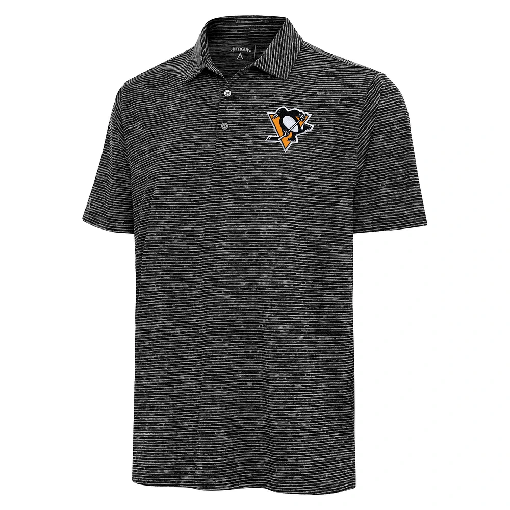 Men's Antigua Heather Black Pittsburgh Penguins Static Polo