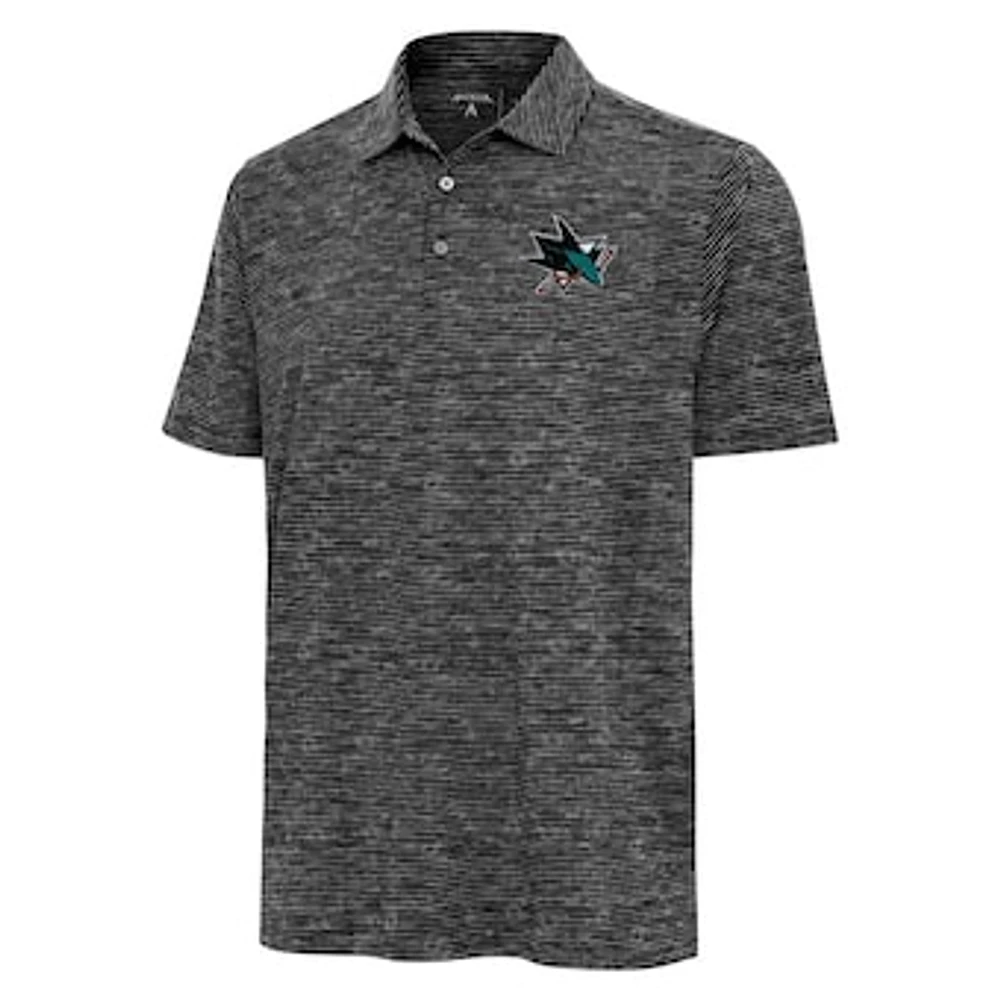Men's Antigua Heather Black San Jose Sharks Static Polo