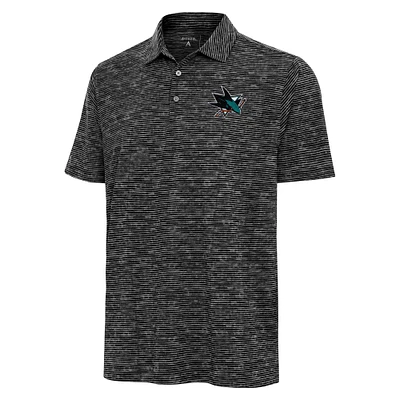 Men's Antigua Heather Black San Jose Sharks Static Polo