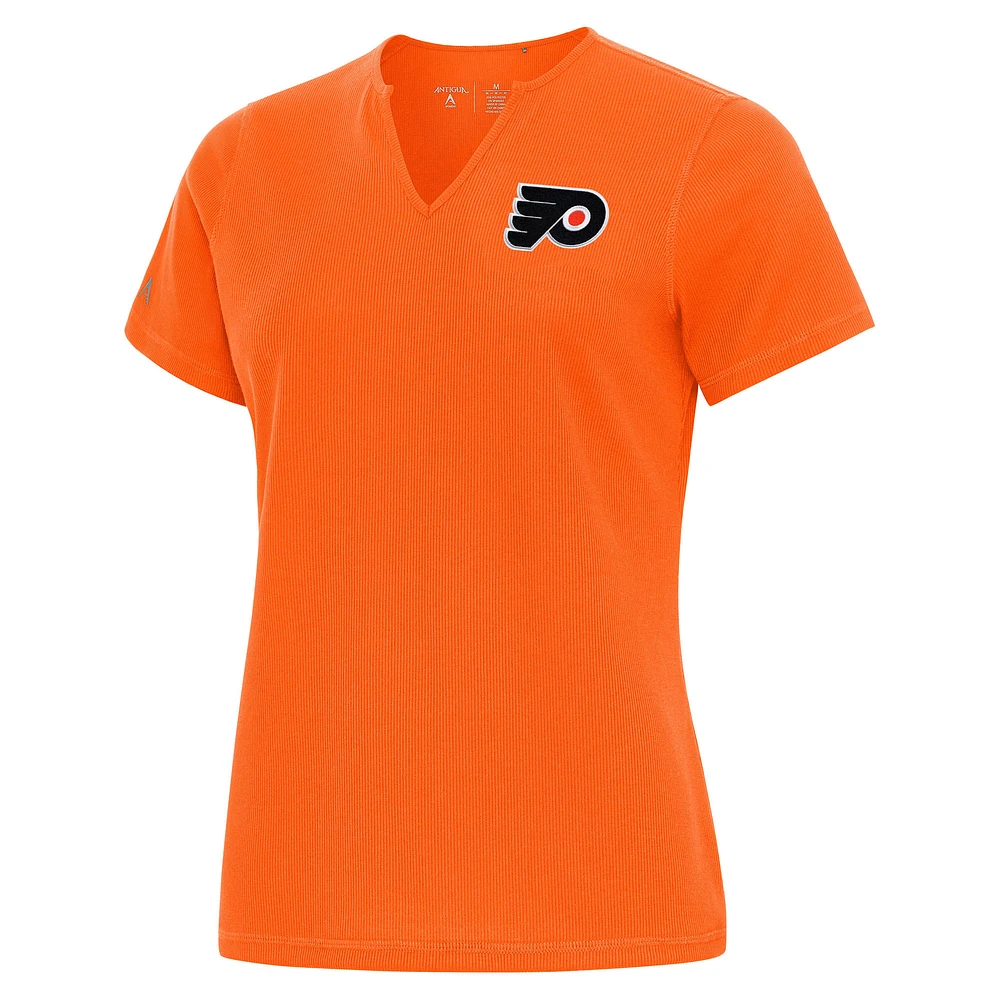 Women's Antigua Orange Philadelphia Flyers Traveler Rib V-Neck T-Shirt