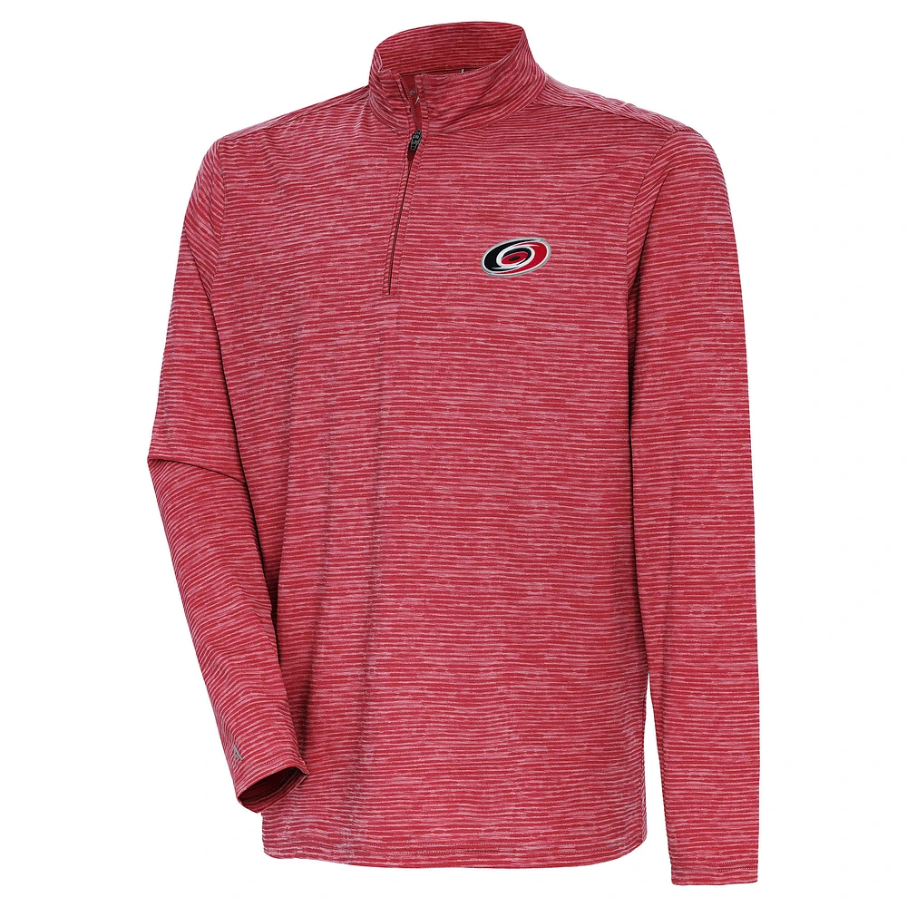Men's Antigua Heather Red Carolina Hurricanes Determined Quarter-Zip Sweatshirt