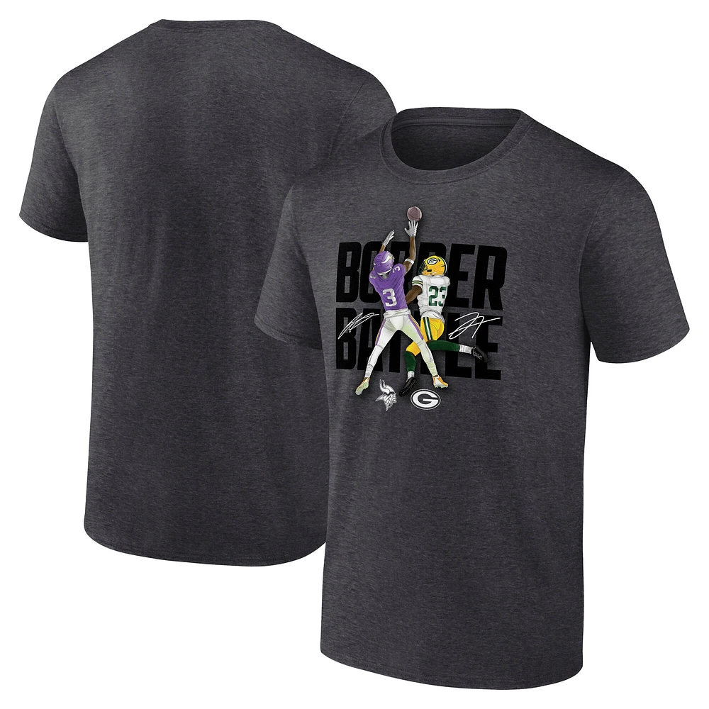 Men's Fanatics Jordan Addison & Jaire Alexander Charcoal Minnesota Vikings vs. Green Bay Packers Border Battle Player T-Shirt