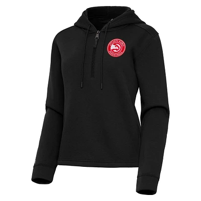 Women's Antigua Black Atlanta Hawks Contemporary Quarter-Zip Hoodie