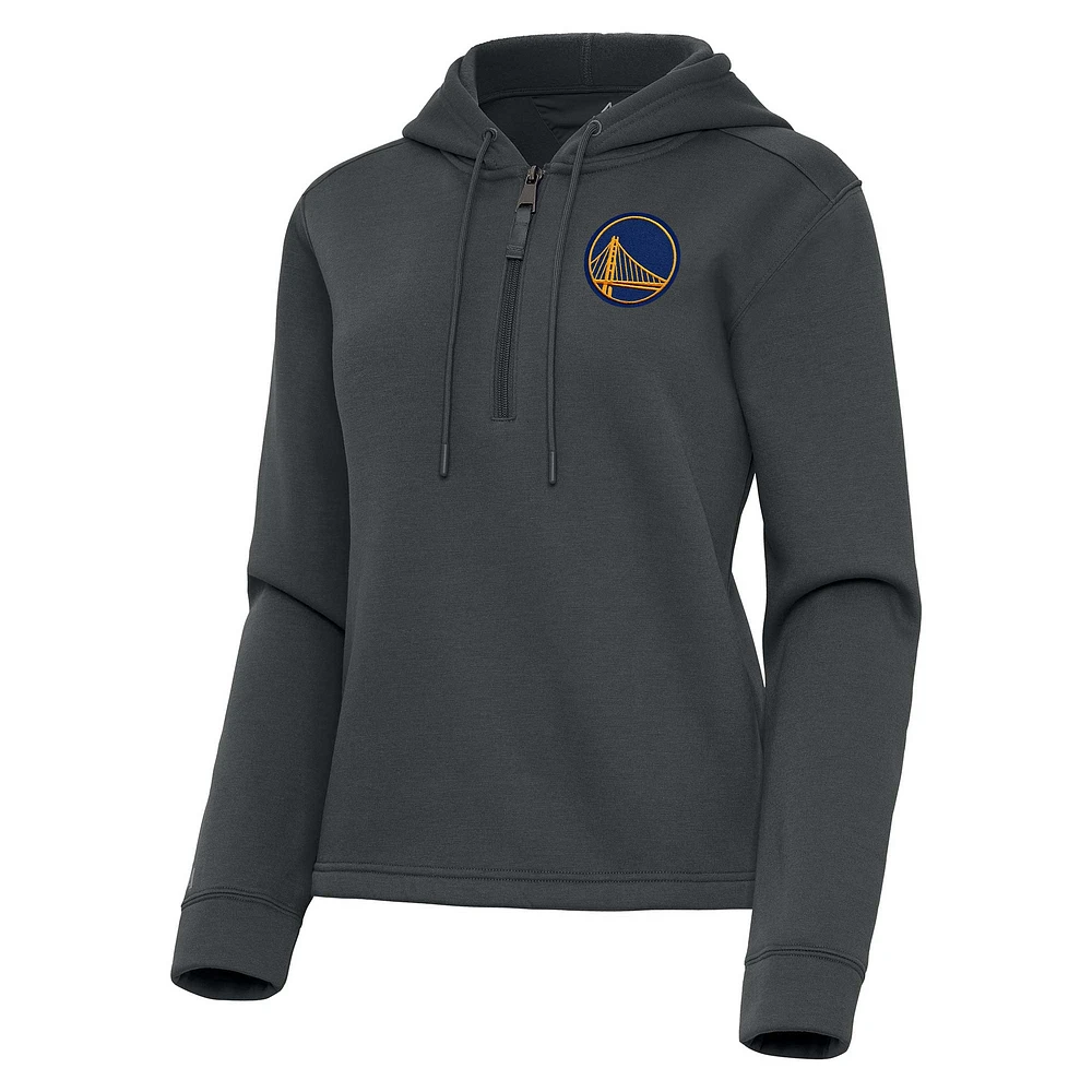 Women's Antigua Pewter Golden State Warriors Contemporary Quarter-Zip Hoodie