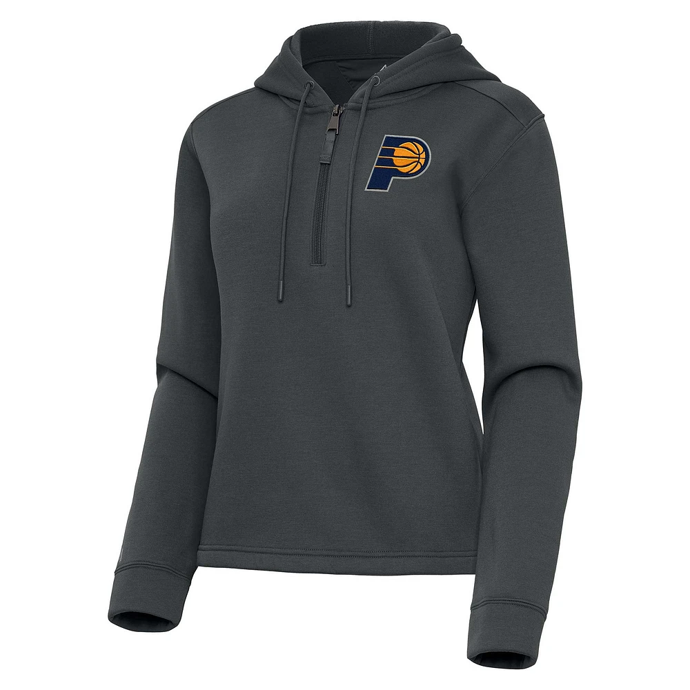 Women's Antigua Pewter Indiana Pacers Contemporary Quarter-Zip Hoodie