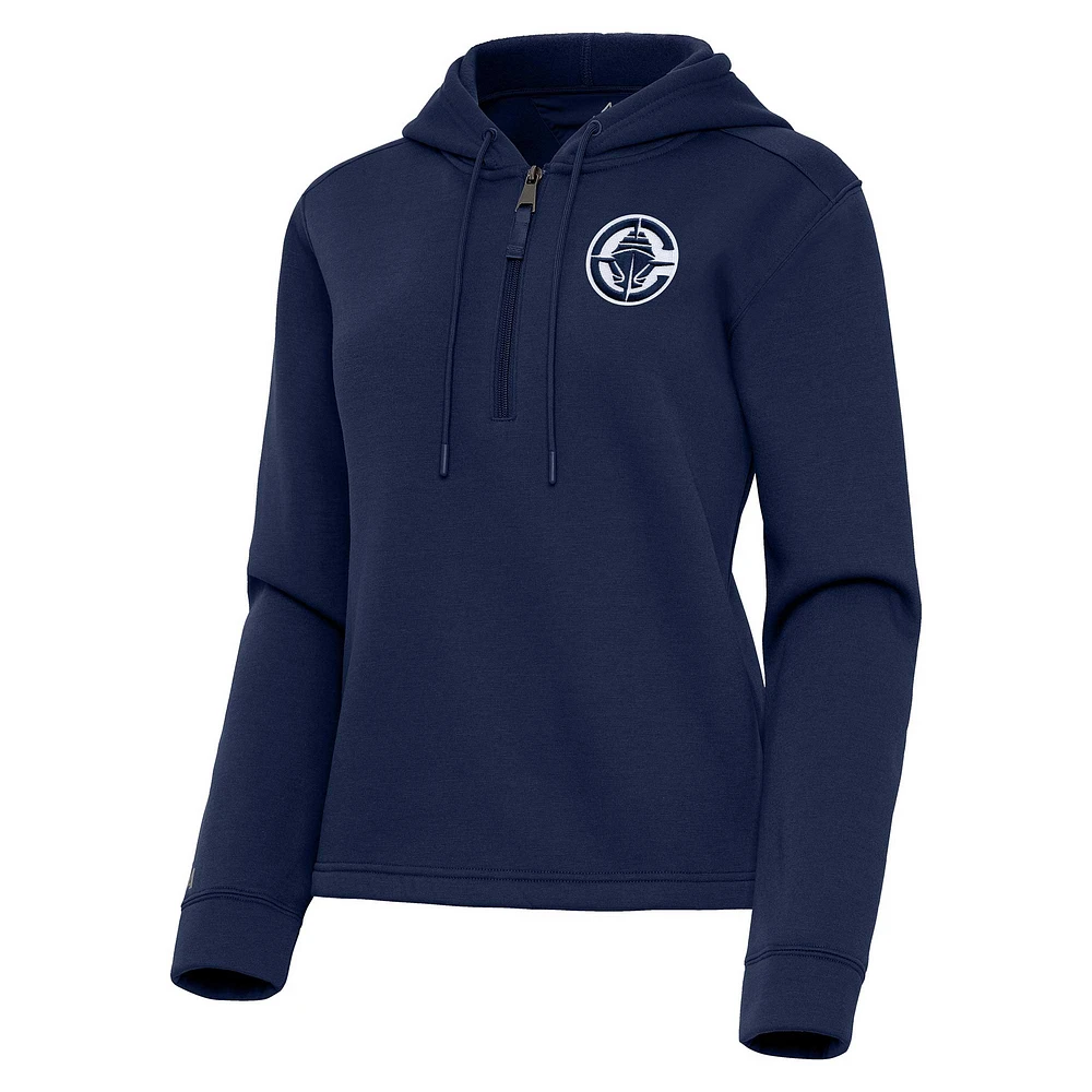 Women's Antigua Navy LA Clippers Contemporary Quarter-Zip Hoodie