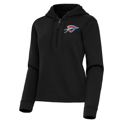 Women's Antigua Black Oklahoma City Thunder Contemporary Quarter-Zip Hoodie
