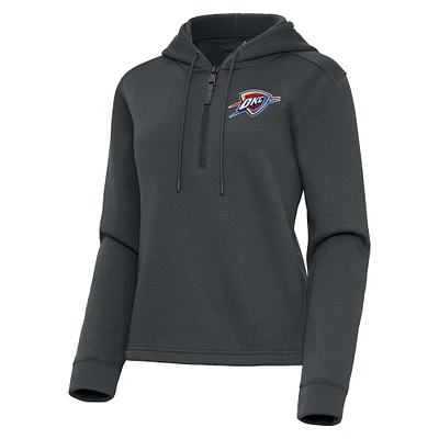 Women's Antigua  Pewter Oklahoma City Thunder Contemporary Quarter-Zip Hoodie