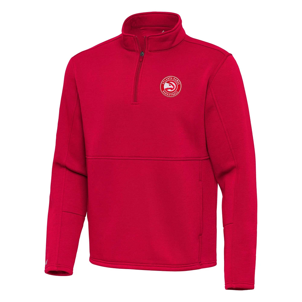 Men's Antigua Red Atlanta Hawks Twist Quarter-Zip Pullover Top