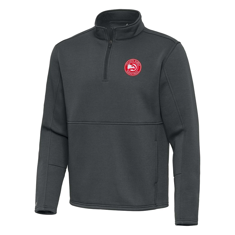 Men's Antigua Pewter Atlanta Hawks Twist Quarter-Zip Pullover Top