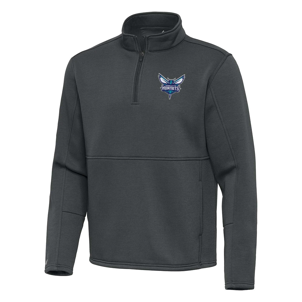 Men's Antigua Pewter Charlotte Hornets Twist Quarter-Zip Pullover Top