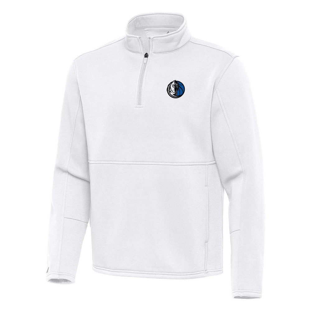 Men's Antigua White Dallas Mavericks Twist Quarter-Zip Pullover Top