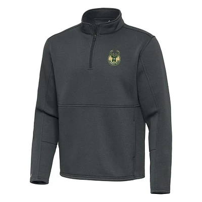 Men's Antigua Pewter Milwaukee Bucks Twist Quarter-Zip Pullover Top