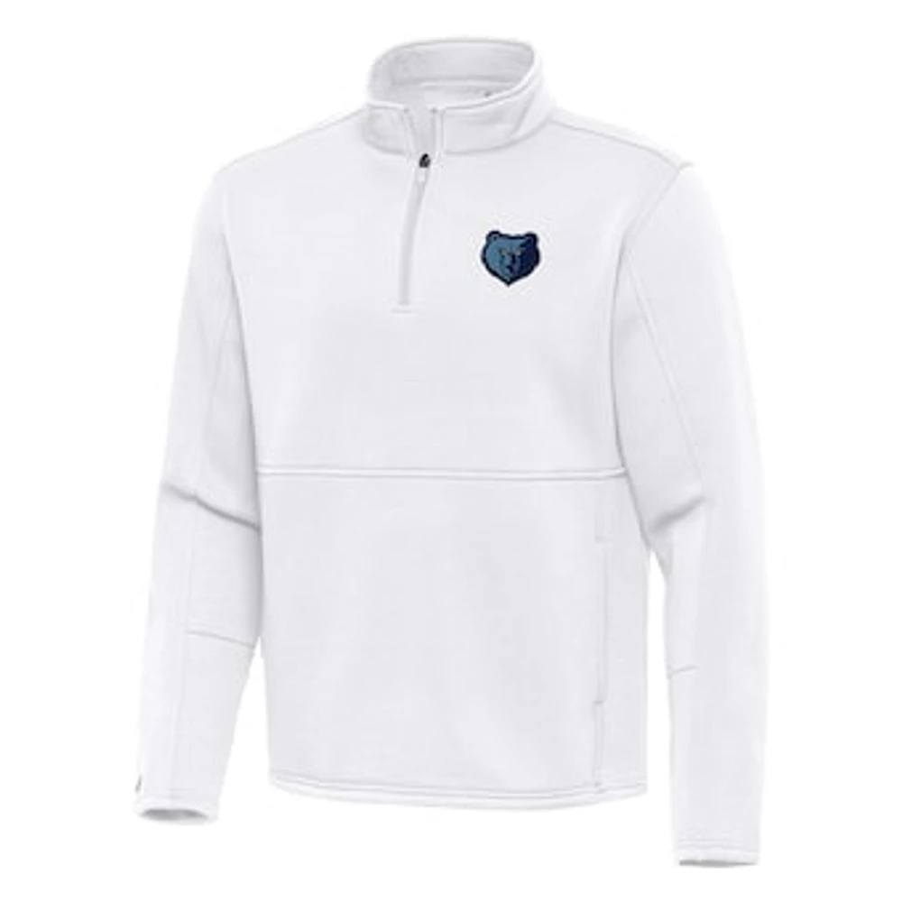 Men's Antigua White Memphis Grizzlies Twist Quarter-Zip Pullover Top
