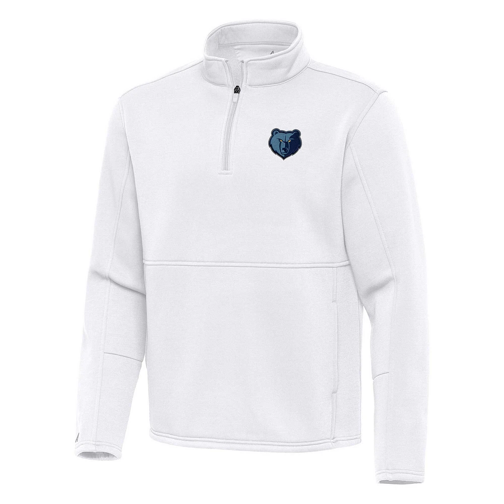 Men's Antigua White Memphis Grizzlies Twist Quarter-Zip Pullover Top