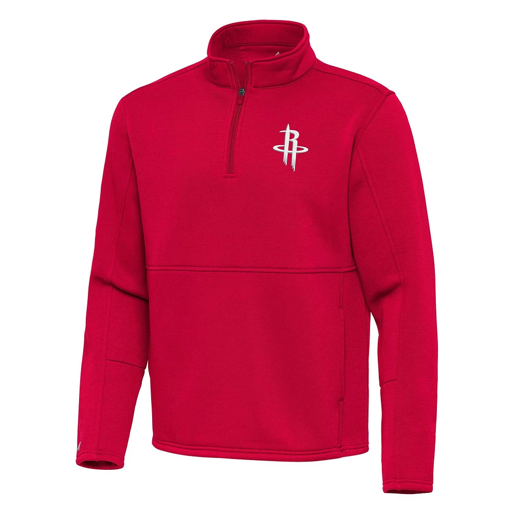 Men's Antigua Red Houston Rockets Twist Quarter-Zip Pullover Top