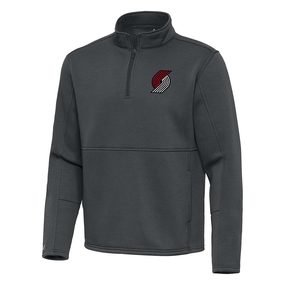 Men's Antigua Pewter Portland Trail Blazers Twist Quarter-Zip Pullover Top