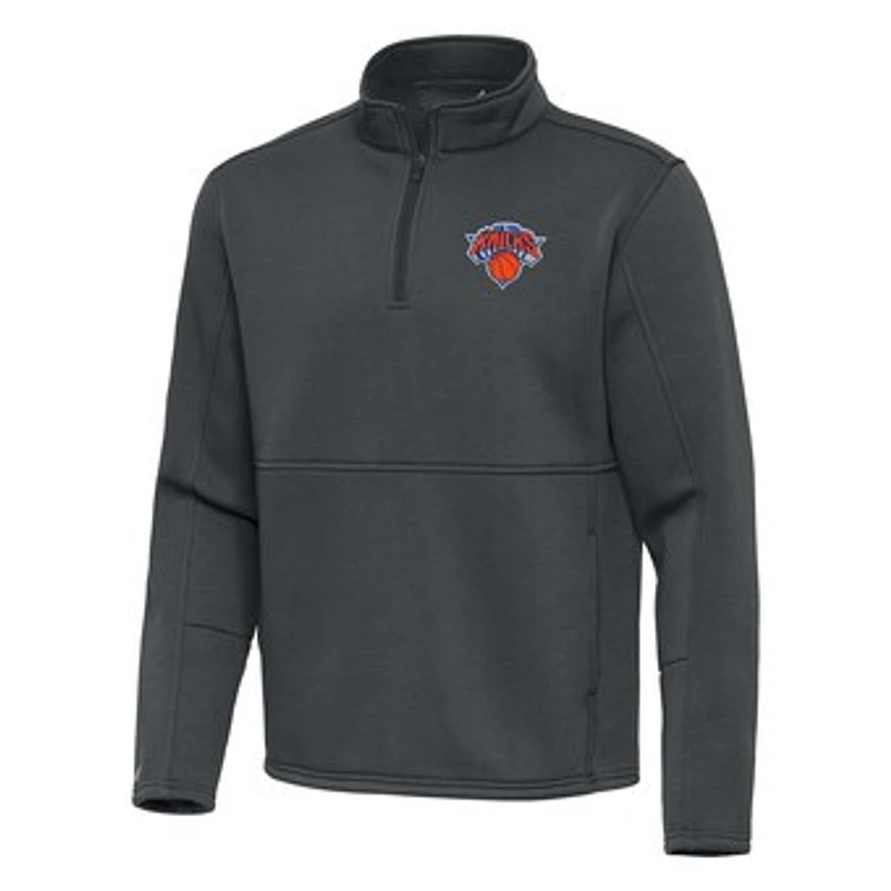Men's Antigua Pewter New York Knicks Twist Quarter-Zip Pullover Top