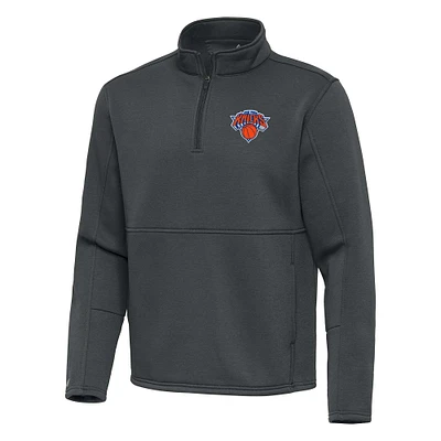 Men's Antigua Pewter New York Knicks Twist Quarter-Zip Pullover Top