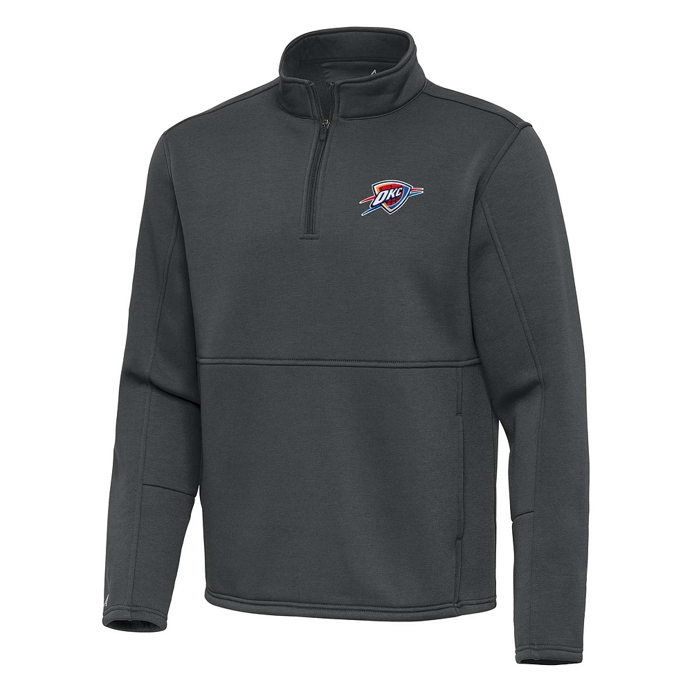 Men's Antigua Pewter Oklahoma City Thunder Twist Quarter-Zip Pullover Top