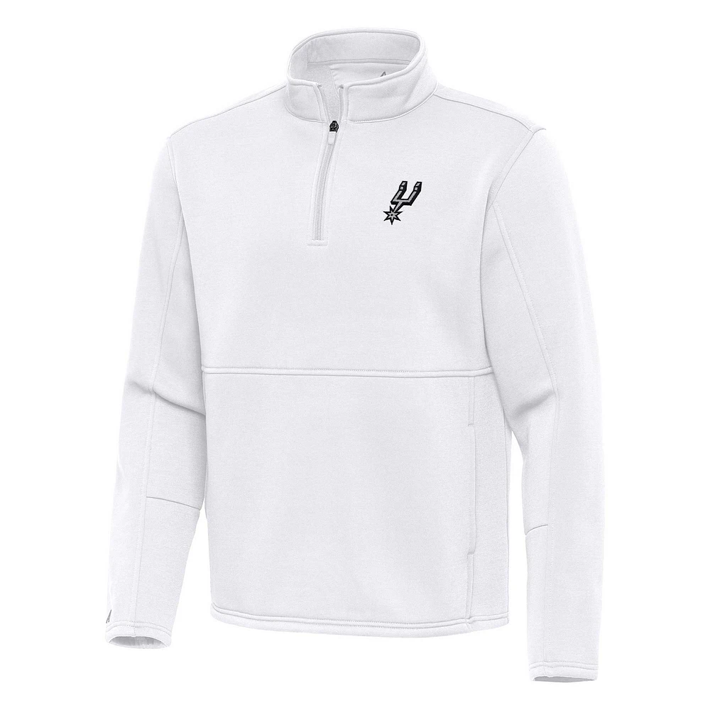Men's Antigua White San Antonio Spurs Twist Quarter-Zip Pullover Top