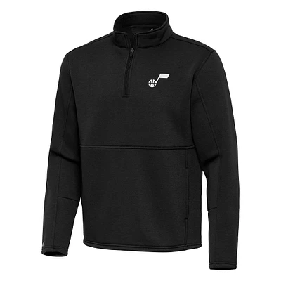 Men's Antigua Black Utah Jazz Twist Quarter-Zip Pullover Top