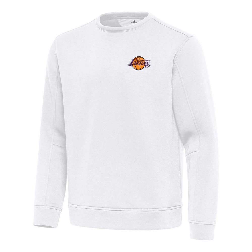 Men's Antigua White Los Angeles Lakers Relevant Pullover Sweatshirt