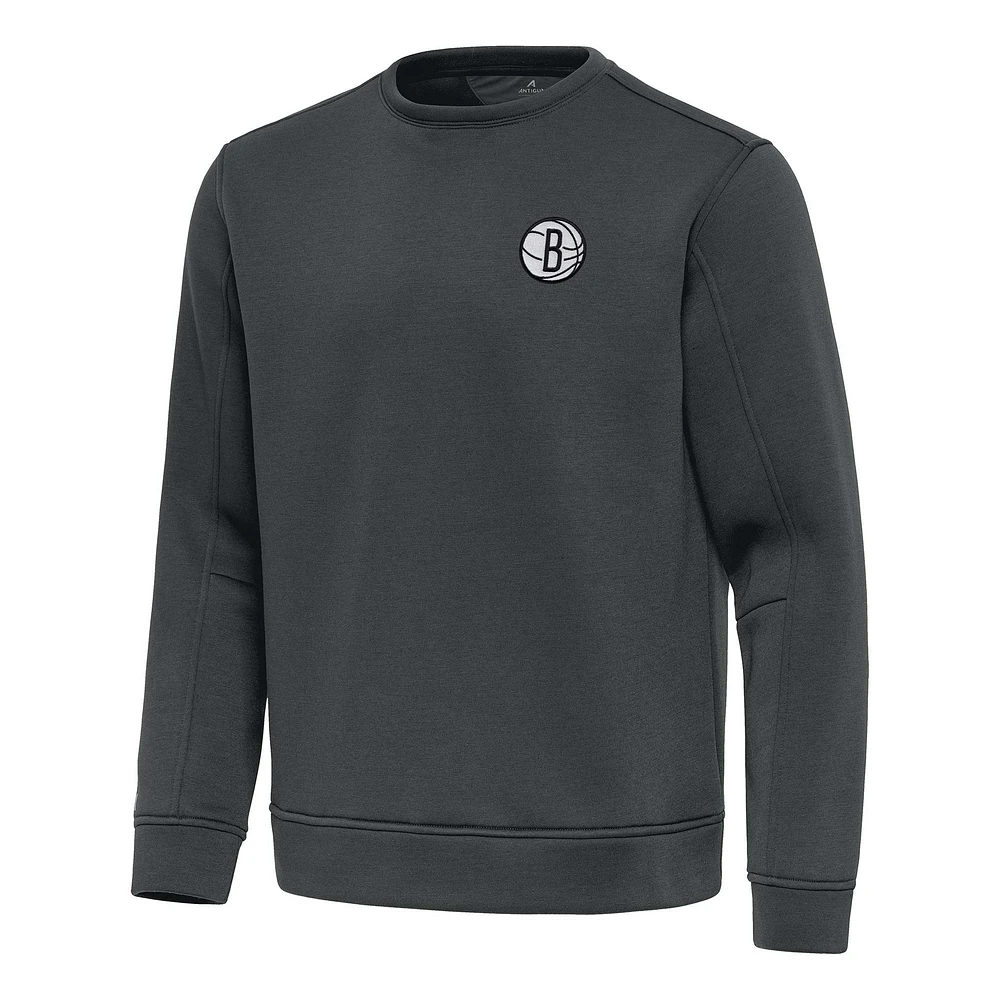Men's Antigua Pewter Brooklyn Nets Relevant Pullover Sweatshirt