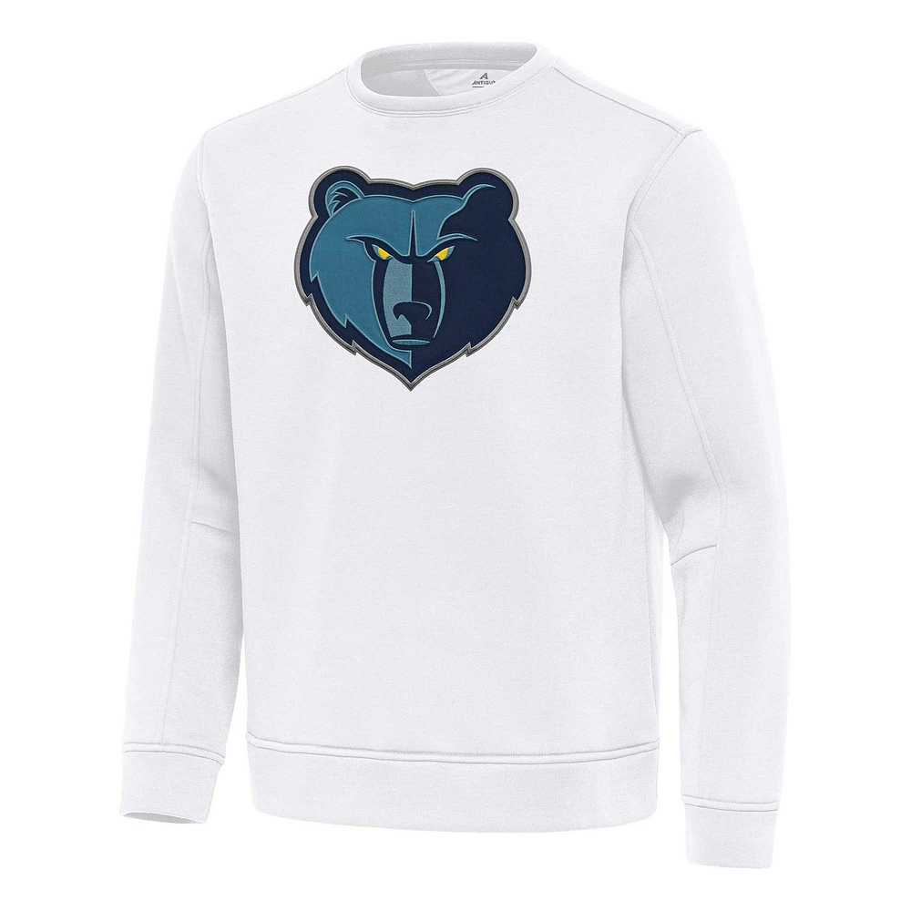 Men's Antigua White Memphis Grizzlies Relevant Pullover Sweatshirt