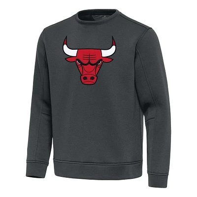 Men's Antigua Pewter Chicago Bulls Relevant Pullover Sweatshirt