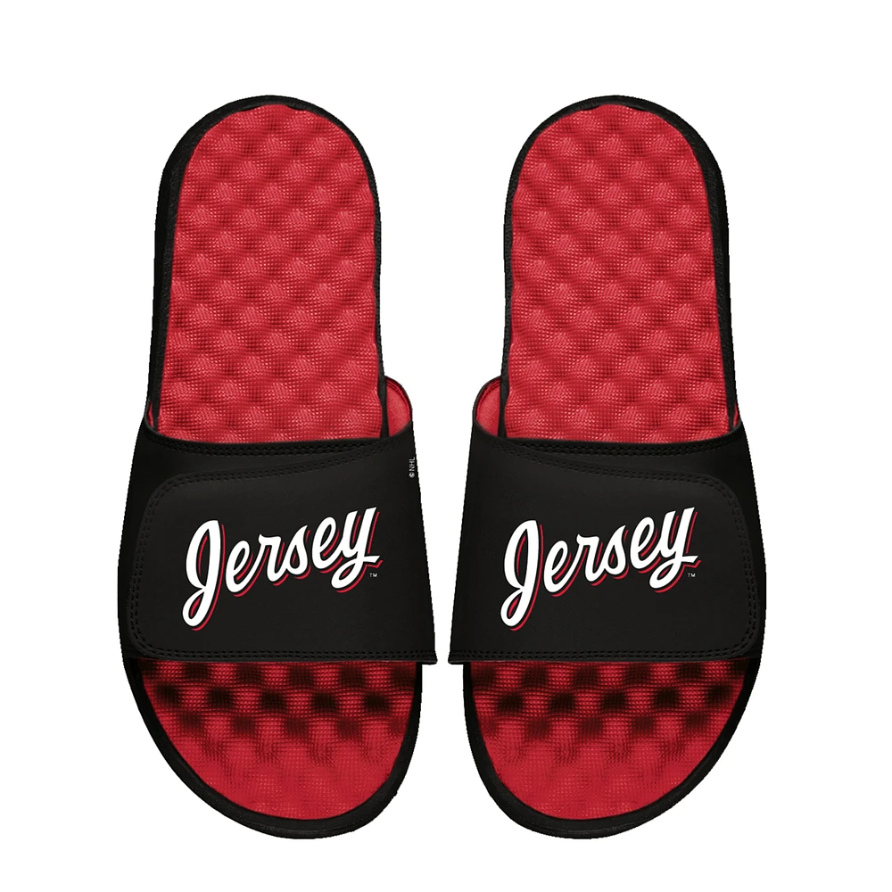 Youth ISlide Red New Jersey Devils Wordmark Slide Sandals