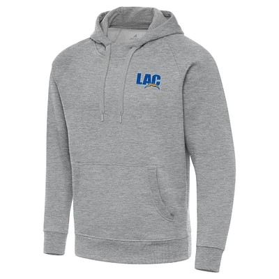 Men's Antigua Heather Gray Los Angeles Chargers Victory Pullover Hoodie