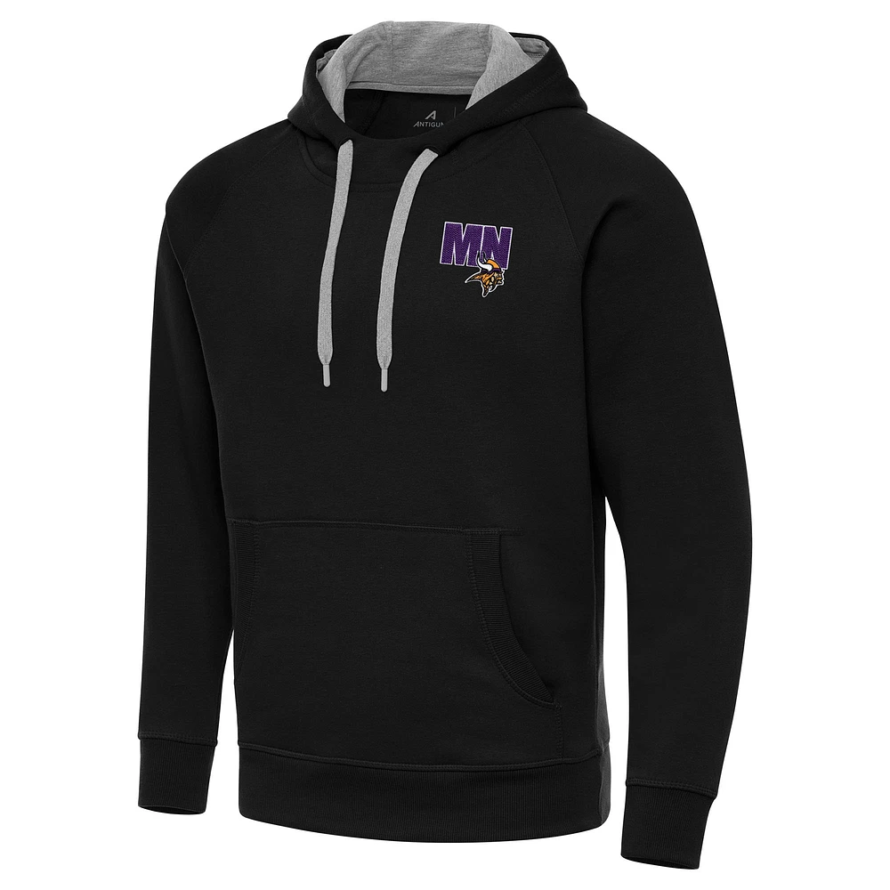 Men's Antigua Black Minnesota Vikings Victory Pullover Hoodie
