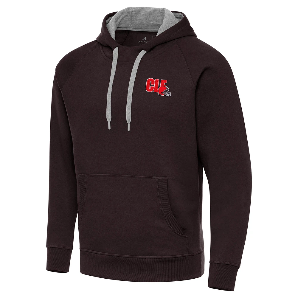 Men's Antigua Brown Cleveland Browns Victory Pullover Hoodie