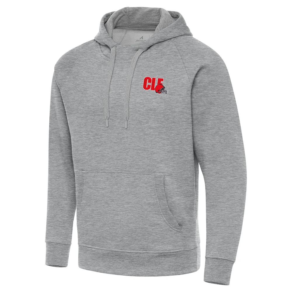 Men's Antigua Heather Gray Cleveland Browns Victory Pullover Hoodie
