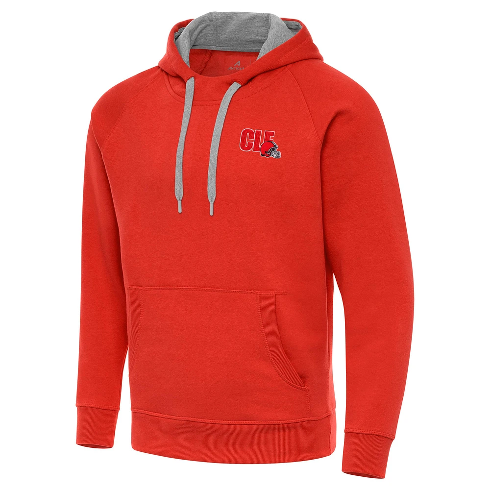 Men's Antigua Orange Cleveland Browns Victory Pullover Hoodie