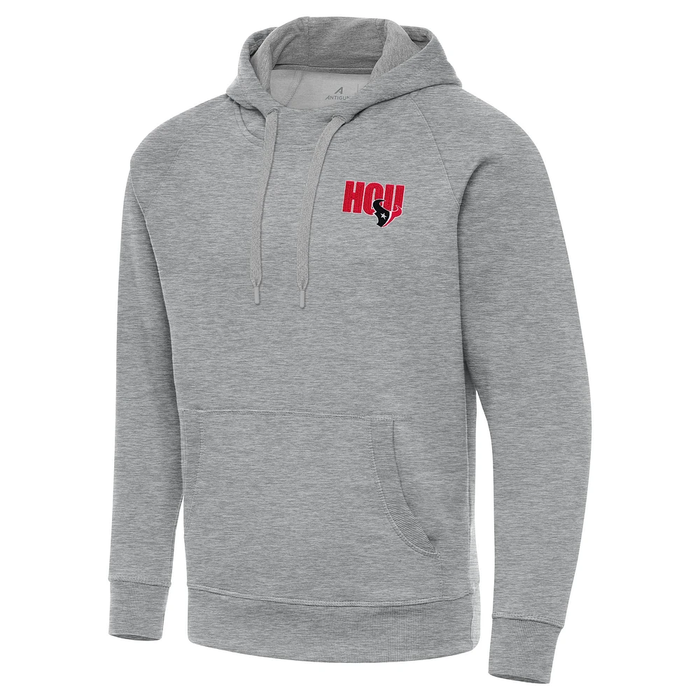 Men's Antigua Heather Gray Houston Texans Victory Pullover Hoodie