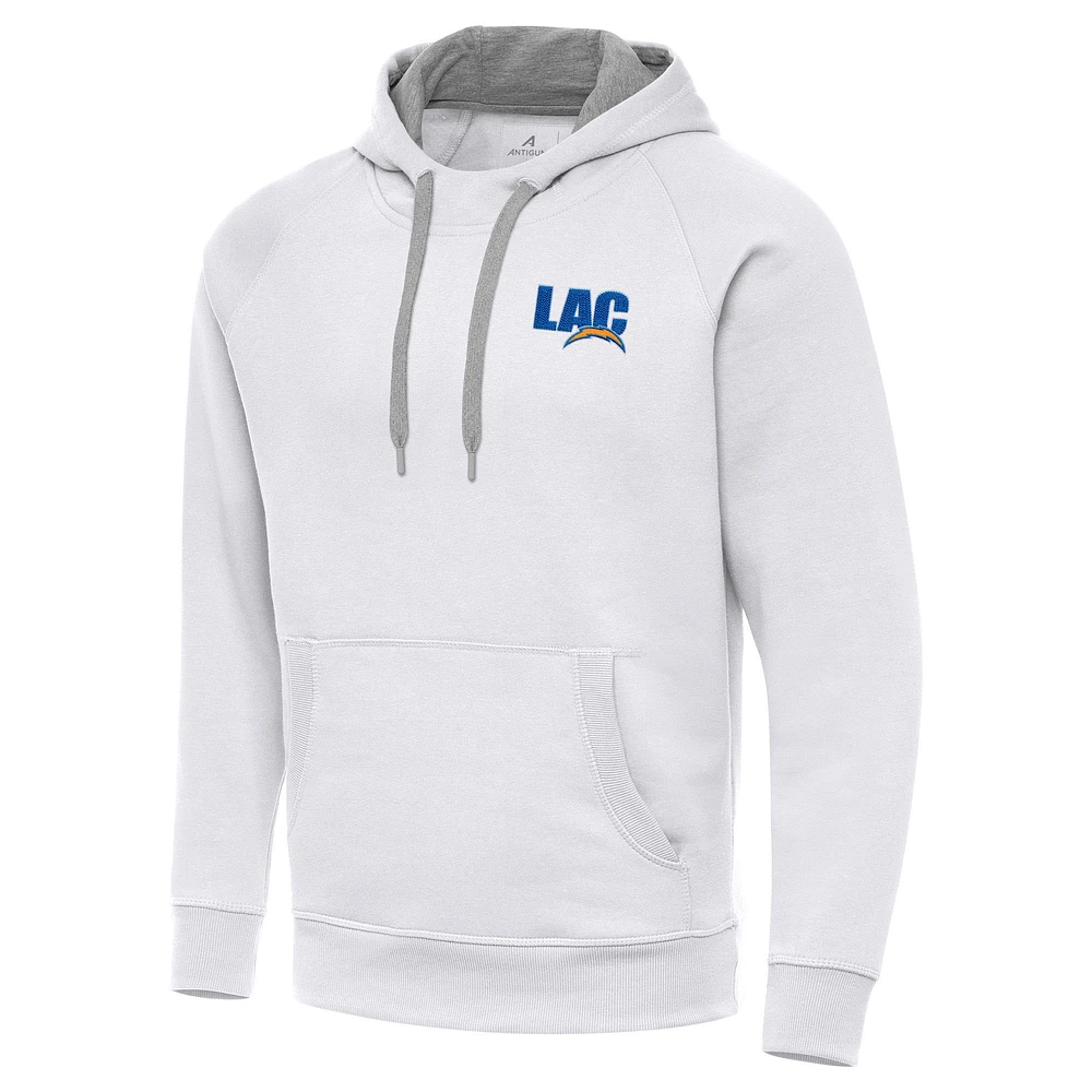 Men's Antigua White Los Angeles Chargers Victory Pullover Hoodie