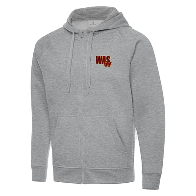 Men's Antigua Heather Gray Washington Commanders Victory Full-Zip Hoodie