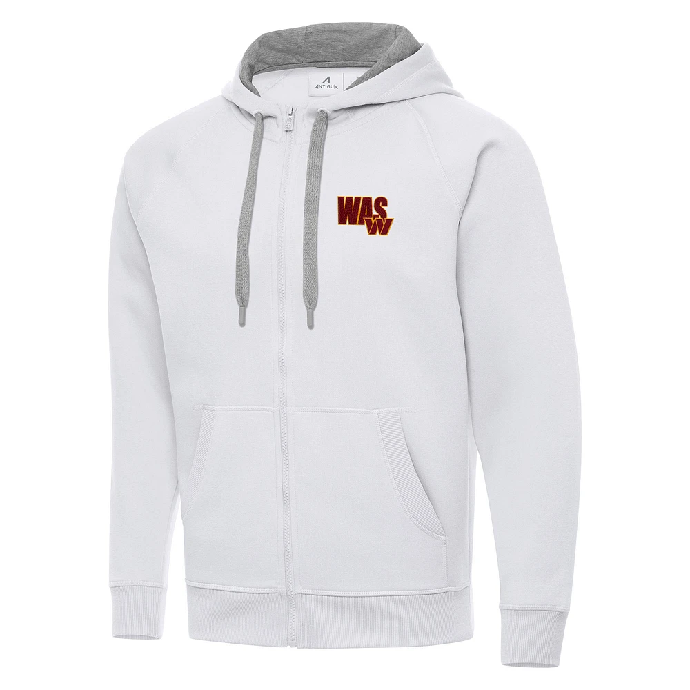 Men's Antigua White Washington Commanders Victory Full-Zip Hoodie